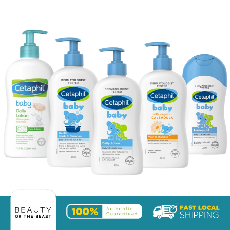Cetaphil Baby Daily Lotion | Baby Daily Wash & Shampoo 400mL | Baby Massage Oil 200ml | Calendula Wash & Shampoo 400ml | Calendula Lotion 399ml [BeautyBeast.sg]