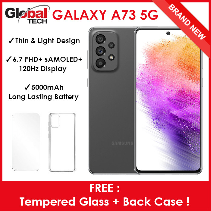 Samsung Galaxy A73 5G 128GB or 256GB  (FREE : TEMPERED GLASS + BACK CASE)